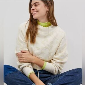 Anthropologie Nina Velvet Sweater Cream Textured Jacquard Pullover Size XS